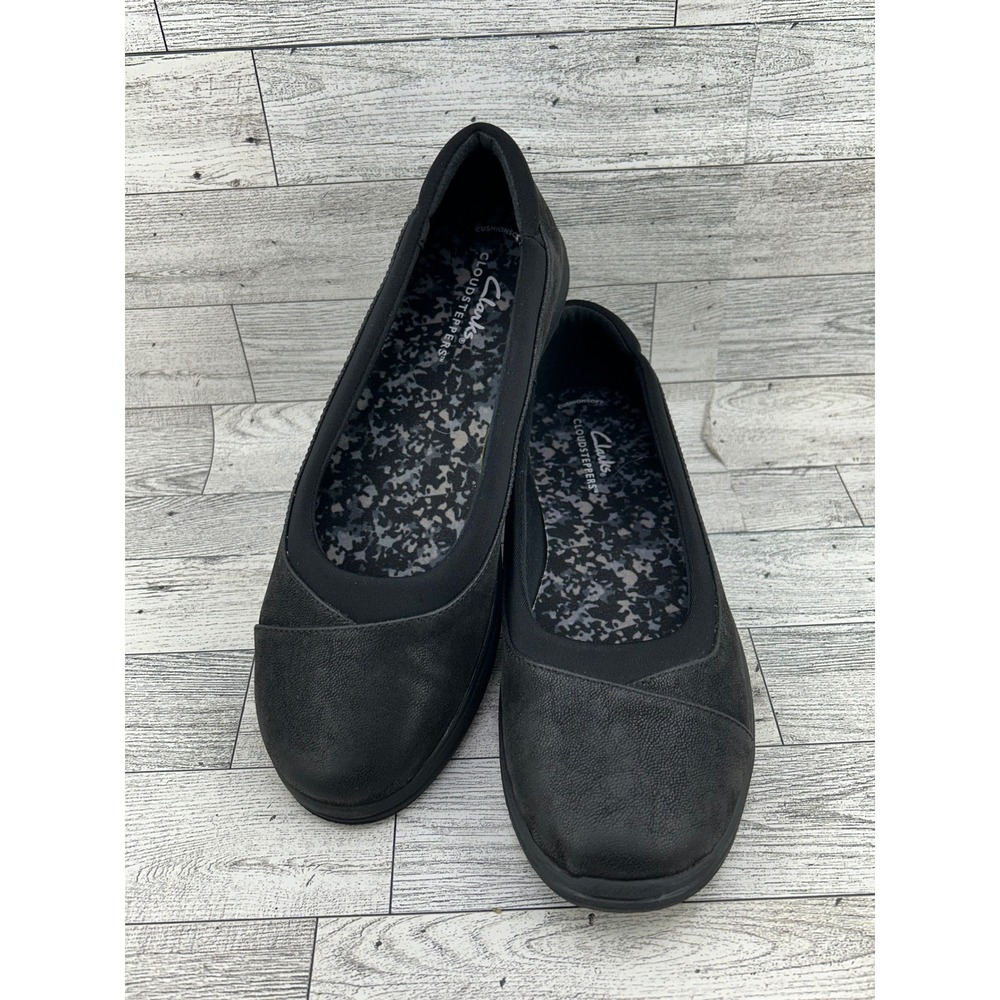 Clarks‎ Cloudsteppers Sillian 2.0 Joy Black Slip On Loafers Flats Women Sz 7.5 M